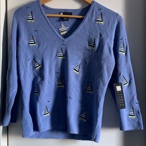 V neck sailboat sweater